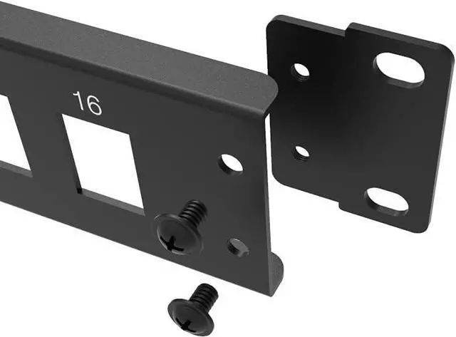 Alt view image 7 of 7 - Jingchengmei 16-Port 1U Hinged Rack Blank Patch Panel for Keystone Jack Cat.6 or Cat.5E, 19" Rackmount (H1UKS16H, Black)