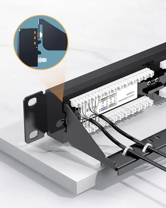 Alt view image 2 of 7 - Manhattan 24-Port Network Patch Panel Cat-6  1U UL Listed - Rackmount Wall Mount  Cable Management Bar  Rack Mount Hardware - Installer Grade 3µ Gold Plated Contacts - Lifetime Mfg Warranty 720786