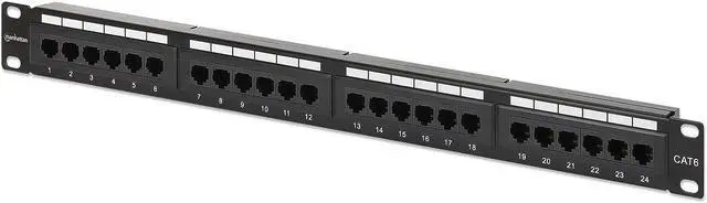 Alt view image 4 of 7 - Manhattan 24-Port Network Patch Panel Cat-6  1U UL Listed - Rackmount Wall Mount  Cable Management Bar  Rack Mount Hardware - Installer Grade 3µ Gold Plated Contacts - Lifetime Mfg Warranty 720786