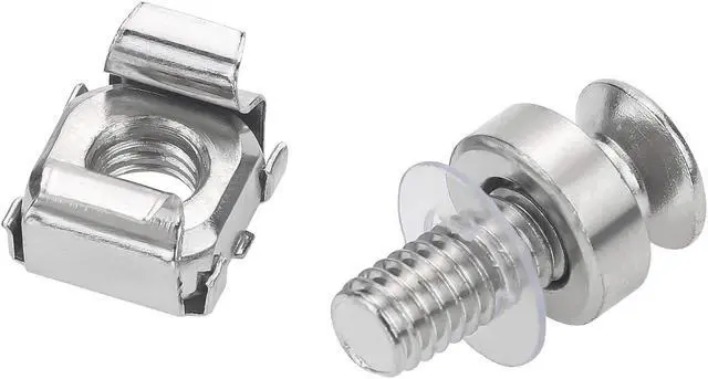 Alt view image 3 of 7 - Rack Mount Cage Nuts, Screws and Washers for Rack Mount Server Cabinet, Rack Mount Server Shelves, Routers, Silver (M6 x 20mm)