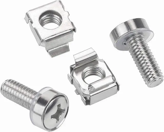 Alt view image 6 of 7 - Rack Mount Cage Nuts, Screws and Washers for Rack Mount Server Cabinet, Rack Mount Server Shelves, Routers, Silver (M6 x 20mm)
