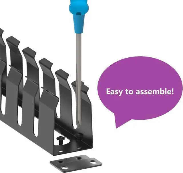 Alt view image 5 of 7 - All Metal 1U 19" Server Rack Cable Manager 12 Larger Slots | Horizontal Rack Mount Wire Management System (AHMMA1U12S, Black)