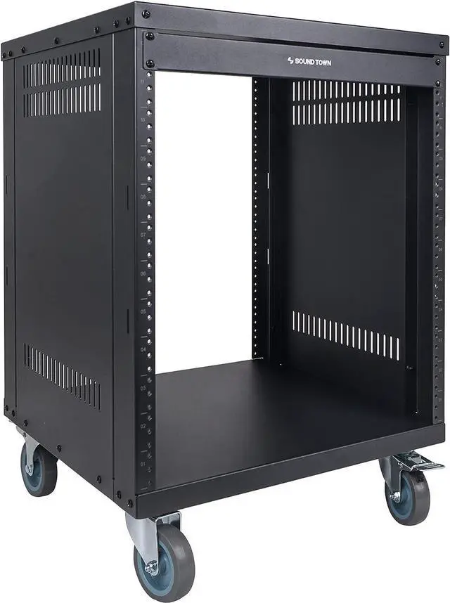 Sound Town 12U Universal Steel Rack w/ 3" Locking Casters Vented Side Panels for Audio Video Server and Network Equipment (STRK-M12U) Welcome to consult