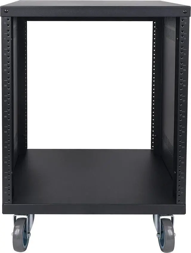 Alt view image 4 of 6 - Sound Town 12U Universal Steel Rack, w/ 3" Locking Casters, Vented Side Panels for Audio Video, Server and Network Equipment (STRK-M12U)