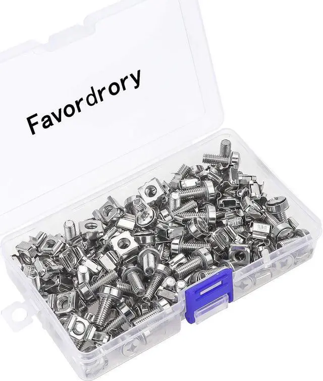 Alt view image 2 of 7 - Rack Mount Cage Nuts, Screws and Washers for Rack Mount Server Cabinet, Rack Mount Server Shelves, Routers, Silver (M6 x 20mm)