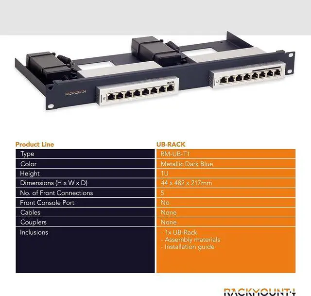 Alt view image 4 of 7 - R RACKMOUNT·IT | RM-UB-T1 | Rack Mounting Kit for Ubiquiti UniFi Switch 8 & 8-60W, Welcome to consult