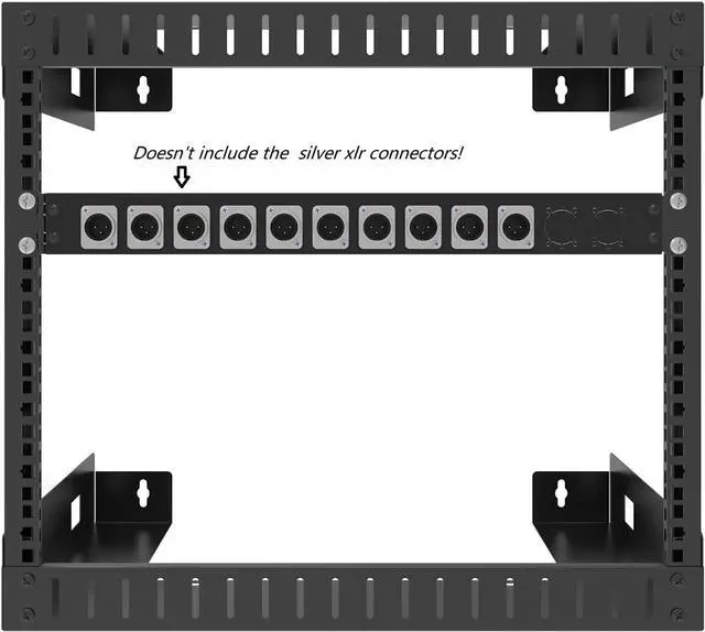 Alt view image 3 of 7 - Jingchengmei 12 Port/Way/Hole Hinged Patch Panel - 1U 19" Rack Mount D-Type Connectors - Audio with Hinged Side (H1U12D, Black)