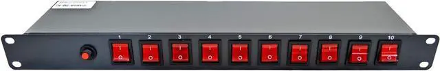 Alt view image 4 of 4 - 10 Outlets 15 Amps 125V Power Strip 19" 1U Rack Mount PDU Surge Protector and Switch Control 1800 Joules for Network Server Racks 4.5-ft Power Cable Power Strips with 10 Individual Switch