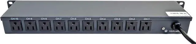 Alt view image 3 of 4 - 10 Outlets 15 Amps 125V Power Strip 19" 1U Rack Mount PDU Surge Protector and Switch Control 1800 Joules for Network Server Racks 4.5-ft Power Cable Power Strips with 10 Individual Switch