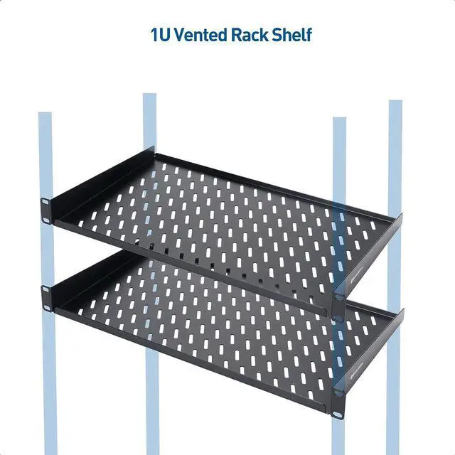 Alt view image 3 of 7 - Cable Matters 1U Server Rack Shelf for 19" Rack & Cabinet, 10" Depth with 55lbs Weight Capacity (Rack Mount Shelf) in Black