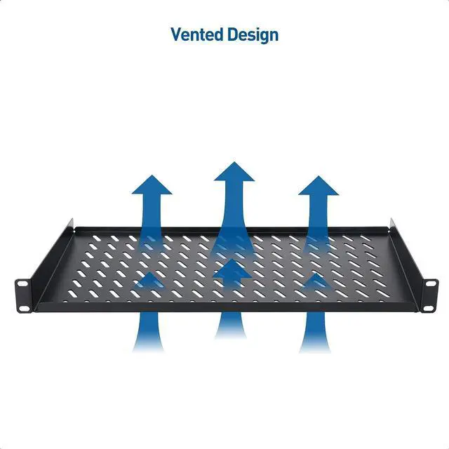 Alt view image 4 of 7 - Cable Matters 1U Server Rack Shelf for 19" Rack & Cabinet, 10" Depth with 55lbs Weight Capacity (Rack Mount Shelf) in Black
