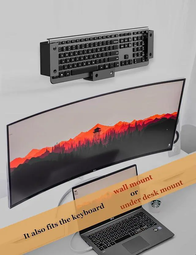 Alt view image 3 of 6 - NOTMBESTM Under Desk Laptop Holder Under Desk Rack Mount for Keyboard & Small Devices Also Fit for Cable Box Wall Mount Tray Organizer Like Routers, Modems, Network Switch and More, Welcome to consult
