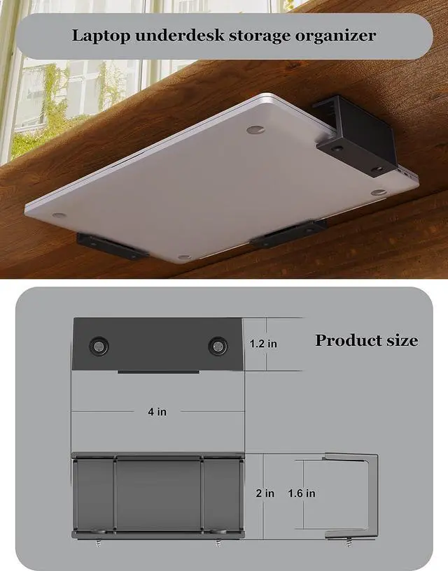 Alt view image 2 of 6 - NOTMBESTM Under Desk Laptop Holder Under Desk Rack Mount for Keyboard & Small Devices Also Fit for Cable Box Wall Mount Tray Organizer Like Routers, Modems, Network Switch and More, Welcome to consult