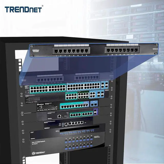 Alt view image 4 of 7 - TRENDnet 16-Port Cat5/5e Unshielded Patch Panel, TC-P16C5E, Wallmount or Rackmount, 1U 19", 100Mhz Connection, Ethernet/Fast Ethernet/Gigabit Ethernet (1000Base-T), Cat3/Cat4/Cat5 Compatible
