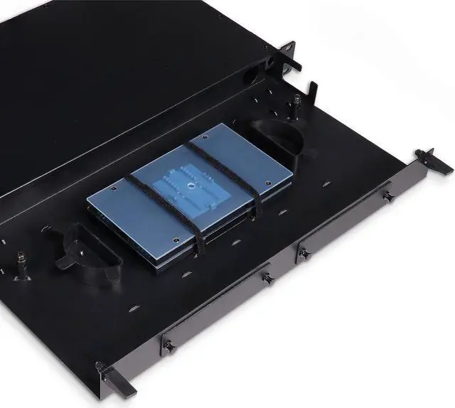 Alt view image 3 of 5 - Fiber Optic Patch Panel, Rack Mount, 1 RU, Includes 2 SC Singlemode and 2 SC Multimode Adapter Plates, Includes Splice Trays, Up to 24 Fiber Capacity