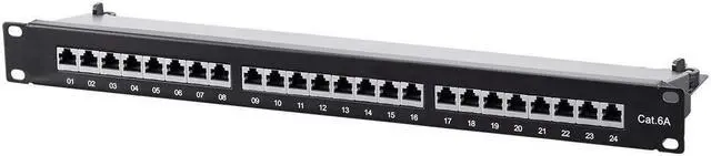 Main image of Cat6A 1U Patch Panel - 19in, Shielded, 24 RJ45 Ports Dual IDC, Use with 22-26AWG - Entegrade Series