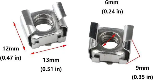 Alt view image 2 of 4 - Antrader M6 Cage Nuts, M6 Mounting Cage Nuts for Server Shelves Rack & Cabinet Pack of 50