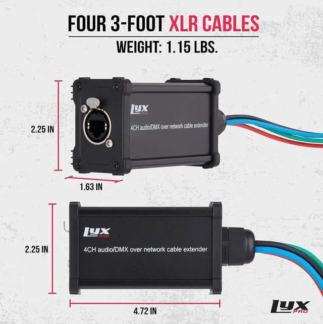 Alt view image 2 of 7 - 4 Channel 3 Pin Multi Network XLR Cable Breakout for Stage Sound Lighting and Recording Studio Male and Female to RJ45 Ethercon, Great for Sound Monitoring, Light Setup