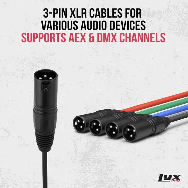 Alt view image 3 of 7 - LyxPro XLR Audio and Lighting Snake 4 Channel 3 Pin Multi Network Breakout for Stage and Recording Studio Male - with 3 Feet Cable Connection