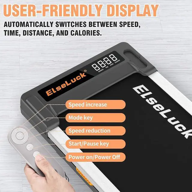 Alt view image 4 of 7 - Elseluck Walking Pad, Under Desk Treadmill for Home Office, 2 in 1 Portable Walking Treadmill with Remote Control, Walking Jogging Machine in LED Display