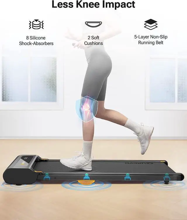 Alt view image 2 of 7 - UREVO Under Desk Treadmill, Walking Pad for Home/Office, Portable Walking Treadmill 2.25HP, Walking Jogging Machine with 265 lbs Weight Capacity Remote Control LED Display