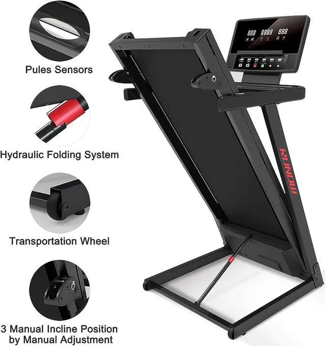 Alt view image 4 of 6 - RUNOW Treadmill with Incline, Perfect as Treadmills for Home Walking and Running, Foldable Treadmill Support Bluetooth and Customized Programs, Easy Assembly Exercise Machine