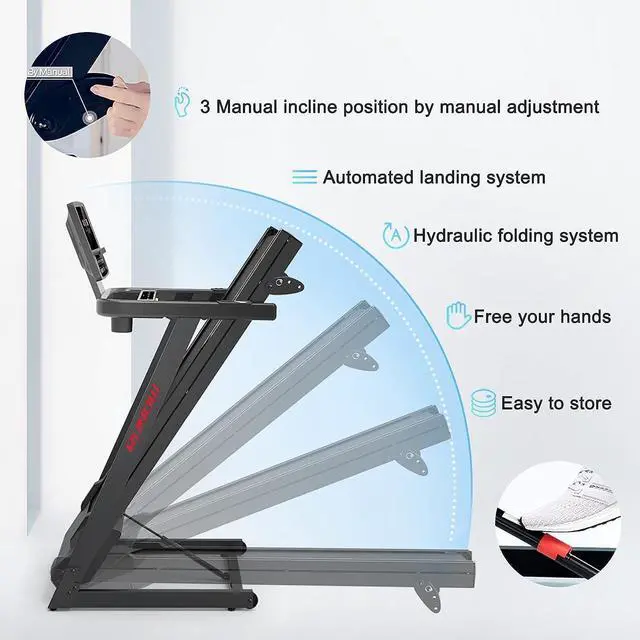 Alt view image 5 of 6 - RUNOW Treadmill with Incline, Perfect as Treadmills for Home Walking and Running, Foldable Treadmill Support Bluetooth and Customized Programs, Easy Assembly Exercise Machine