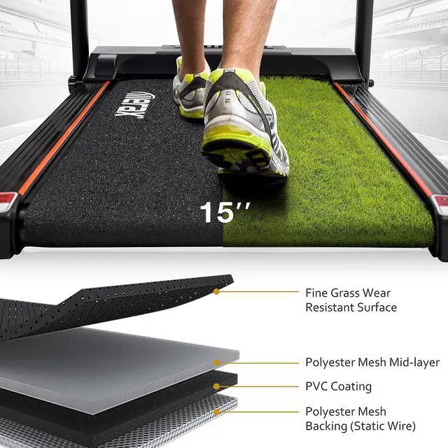 Alt view image 3 of 7 - Merax Electric Folding Treadmill  Easy Assembly Fitness Motorized Running Jogging Machine with Speakers for Home Use, 12 Preset Programs