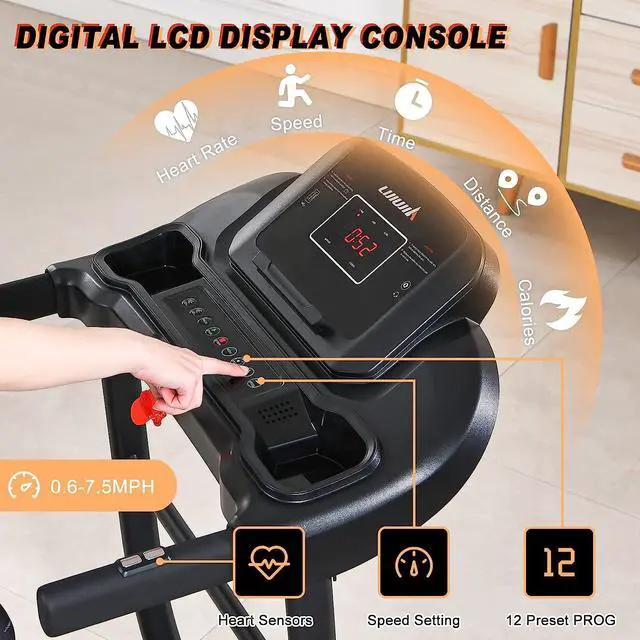 Alt view image 2 of 7 - LIJIUJIA Folding Treadmill, 2.5HP Portable Treadmill Mini with Manual Incline & 12 Preset PROG for Home Office Small Space, Walking Running Electric Treadmill with LED Display & APP & Cup Holder