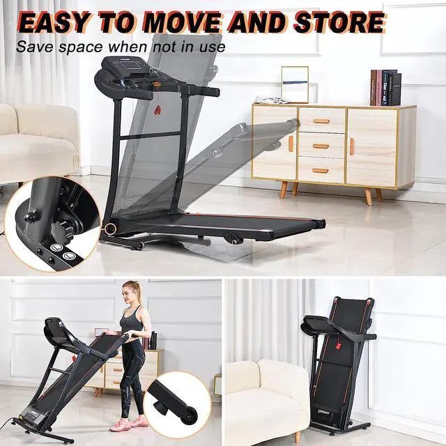 Alt view image 5 of 7 - LIJIUJIA Folding Treadmill, 2.5HP Portable Treadmill Mini with Manual Incline & 12 Preset PROG for Home Office Small Space, Walking Running Electric Treadmill with LED Display & APP & Cup Holder