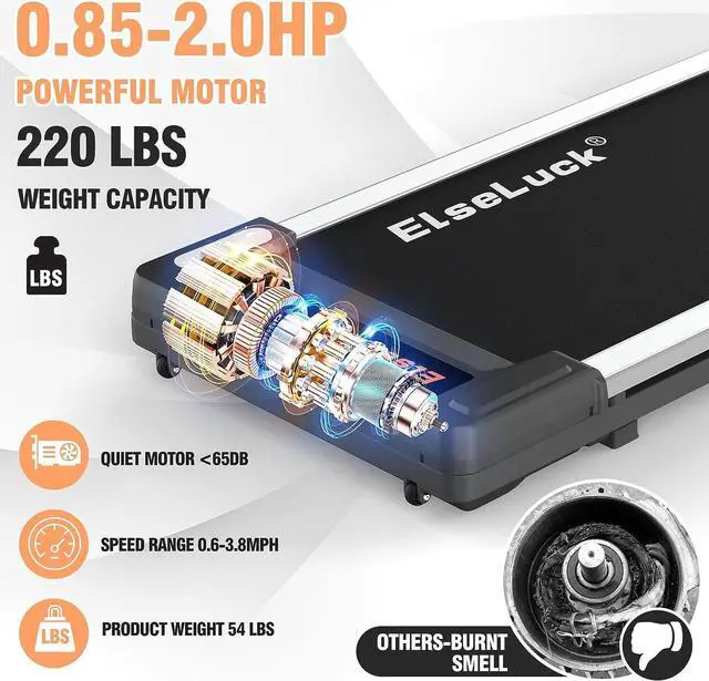 Alt view image 2 of 7 - Elseluck Walking Pad, Under Desk Treadmill for Home Office, 2 in 1 Portable Walking Treadmill with Remote Control, Walking Jogging Machine in LED Display
