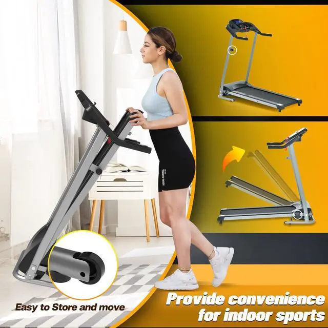 Alt view image 7 of 7 - Home Foldable Treadmill with Incline, Folding Treadmill for Home Workout, Electric Walking Treadmill Machine 15 Preset or Adjustable Programs 250 LB Capacity MP3