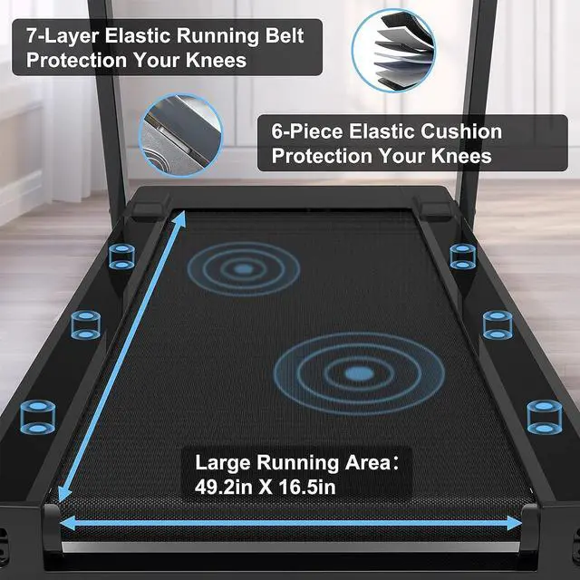 Alt view image 3 of 6 - RUNOW Treadmill with Incline, Perfect as Treadmills for Home Walking and Running, Foldable Treadmill Support Bluetooth and Customized Programs, Easy Assembly Exercise Machine