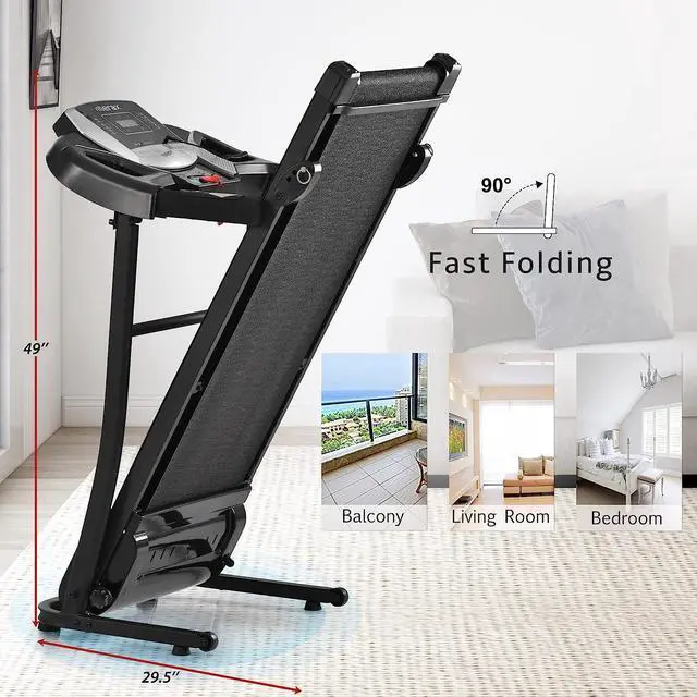 Alt view image 6 of 7 - Merax Electric Folding Treadmill  Easy Assembly Fitness Motorized Running Jogging Machine with Speakers for Home Use, 12 Preset Programs