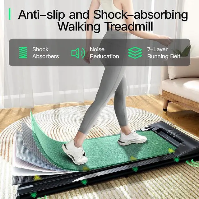 Alt view image 5 of 7 - UMAY 512 Walking Pad, 512N Under Desk Treadmill, P1 Small Treadmill, Ultra Quiet Walking Treadmills for Home Office with Remote Control, SPAX APP and LED Display, Installation-Free