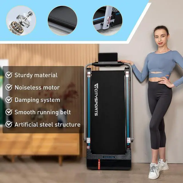 Alt view image 6 of 6 - CITYSPORTS Folding Treadmill, Compact Foldable Treadmill, Electric Treadmill 1400W Motorized Running, Folding Treadmill Under Desk Electric Treadmill