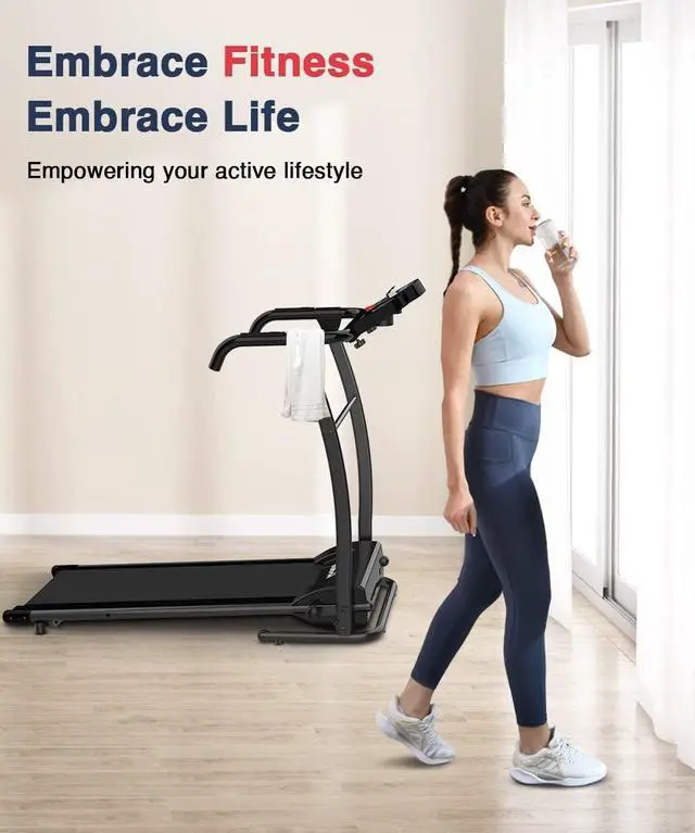 Alt view image 2 of 7 - REDLIRO Electric Treadmill Foldable Exercise Walking Machince for Apartment Home/Office Jogging Compact Folding Easy Assembly 12 Preset Program 2 Wheels LCD Display