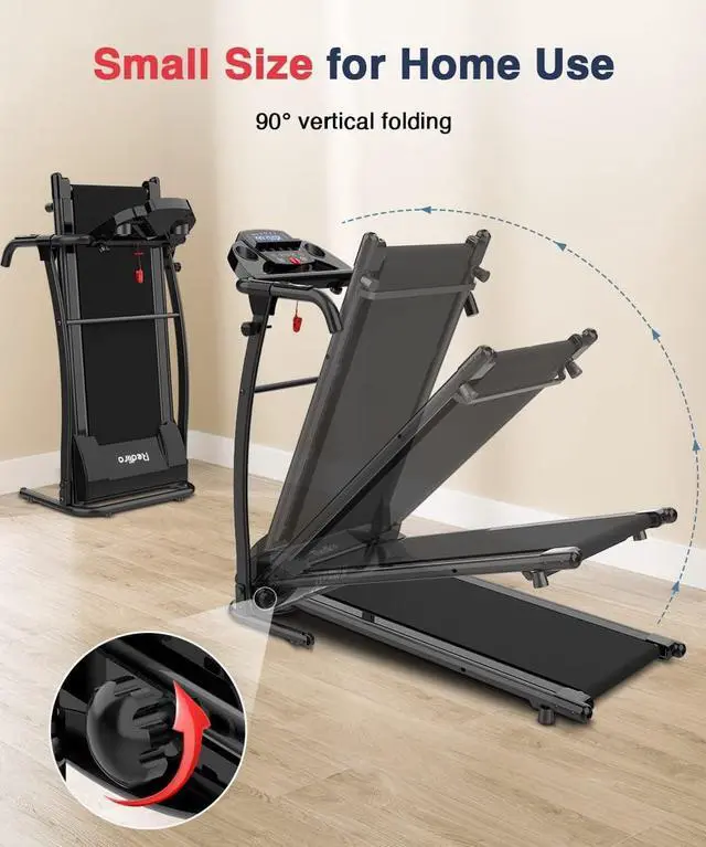 Alt view image 3 of 7 - REDLIRO Electric Treadmill Foldable Exercise Walking Machince for Apartment Home/Office Jogging Compact Folding Easy Assembly 12 Preset Program 2 Wheels LCD Display