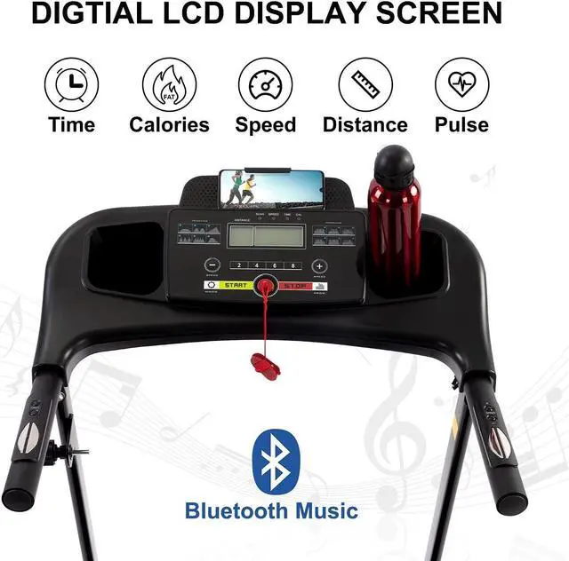 Alt view image 3 of 6 - FYC Folding Treadmills for Home with Bluetooth and Incline, 2.5HP Portable Running Machine Electric Compact Treadmills Foldable for Exercise Home Gym Fitness Walking Jogging