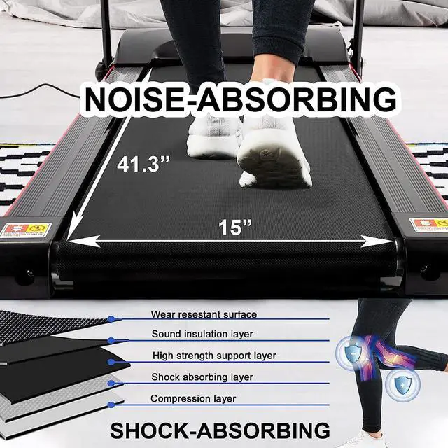 Alt view image 4 of 6 - FYC Folding Treadmills for Home with Bluetooth and Incline, 2.5HP Portable Running Machine Electric Compact Treadmills Foldable for Exercise Home Gym Fitness Walking Jogging