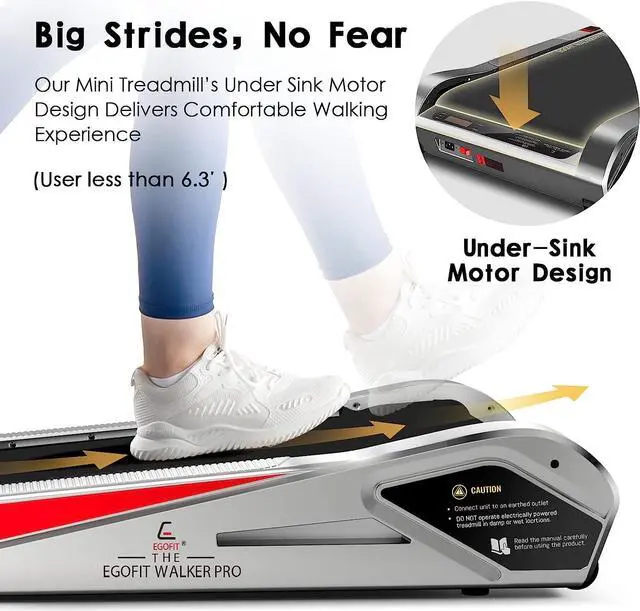 Alt view image 4 of 7 - Egofit Walker Pro/Plus Smallest Under Desk Treadmill Walking Pad, Small & Compact Walking Treadmill with Incline to Fit Desk Perfectly and Home & Office with APP & Remote Control