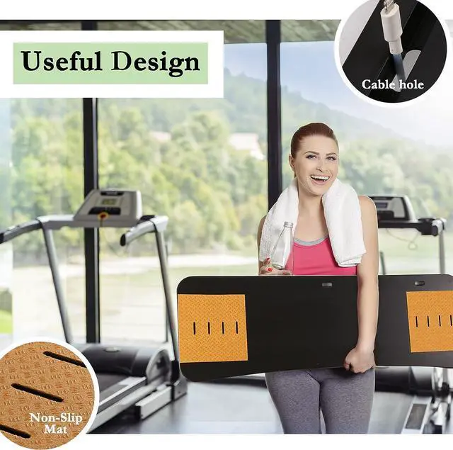 Alt view image 3 of 7 - Nnewvante Treadmill Desk Attachment,Treadmill Laptop Holder for Tablets Laptops,Bamboo Laptop Stand for Treadmill Workstation Handrail up to 35.5", Black