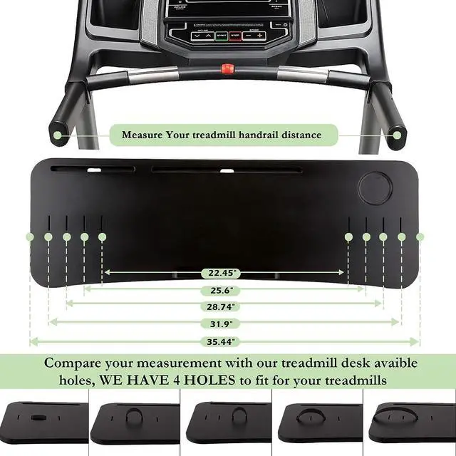 Alt view image 6 of 7 - Nnewvante Treadmill Desk Attachment,Treadmill Laptop Holder for Tablets Laptops,Bamboo Laptop Stand for Treadmill Workstation Handrail up to 35.5", Black