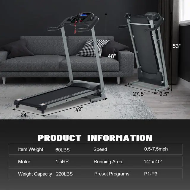 Alt view image 6 of 7 - FYC Folding Treadmill for Small Apartment, Electric Running Machine for Home Gym, Fitness Workout Walking Easily Install, Space Save