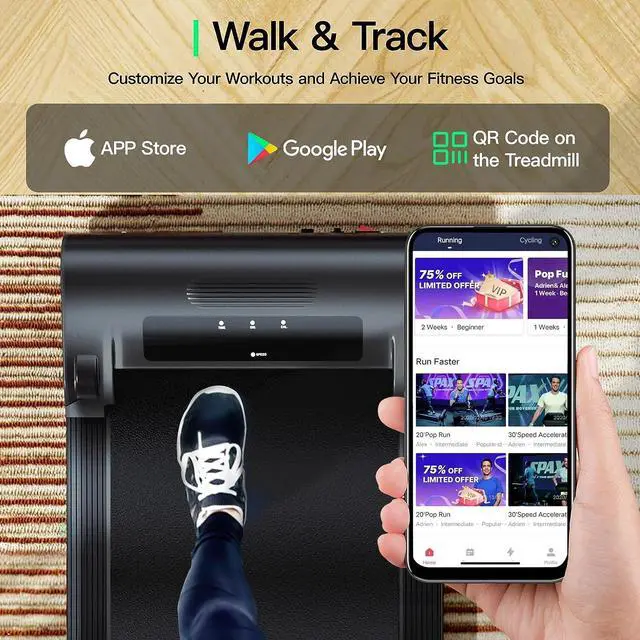 Alt view image 7 of 7 - UMAY 512 Walking Pad, 512N Under Desk Treadmill, P1 Small Treadmill, Ultra Quiet Walking Treadmills for Home Office with Remote Control, SPAX APP and LED Display, Installation-Free