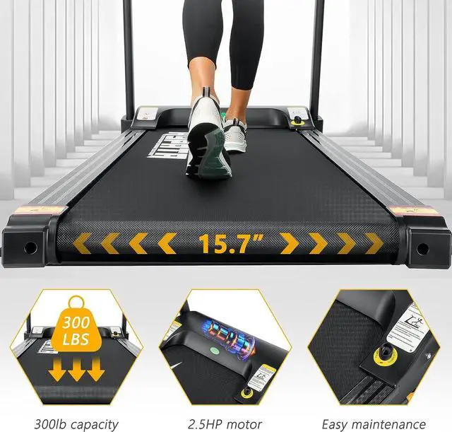 Alt view image 2 of 7 - Treadmill 300 lb Capacity,Max 2.5 HP Folding Treadmills for Running and Walking Jogging Exercise with 12 Preset Programs, 300 LBS Weight Capacity,Treadmills for Home