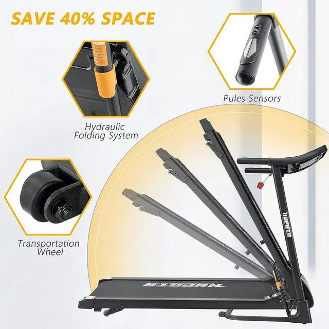 Alt view image 5 of 7 - Treadmill 300 lb Capacity,Max 2.5 HP Folding Treadmills for Running and Walking Jogging Exercise with 12 Preset Programs, 300 LBS Weight Capacity,Treadmills for Home