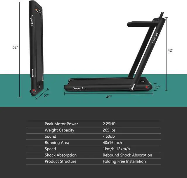 Alt view image 7 of 7 - GYMAX Walking Pad, 2.25HP Dual Display Foldable Treadmill for Home with Remote/Smart App Control, Portable Compact Treadmill for Office Under Desk, Folding Running Machine for Small Spaces