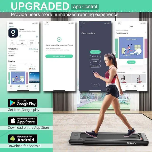 Alt view image 3 of 7 - GYMAX Walking Pad, 2.25HP Dual Display Foldable Treadmill for Home with Remote/Smart App Control, Portable Compact Treadmill for Office Under Desk, Folding Running Machine for Small Spaces
