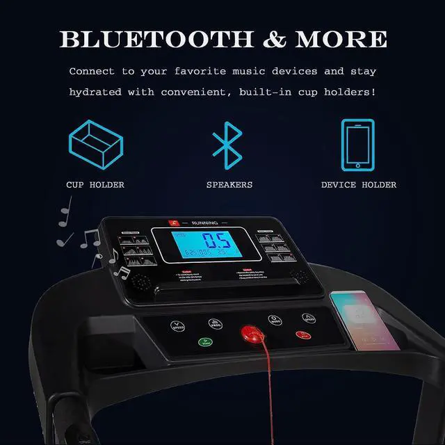 Alt view image 2 of 7 - SoarFlash Folding Treadmill for Home Office Gym, Motorized Running Walking Machine with LCD Monitor, Cup Holder, 12 Preset Programs